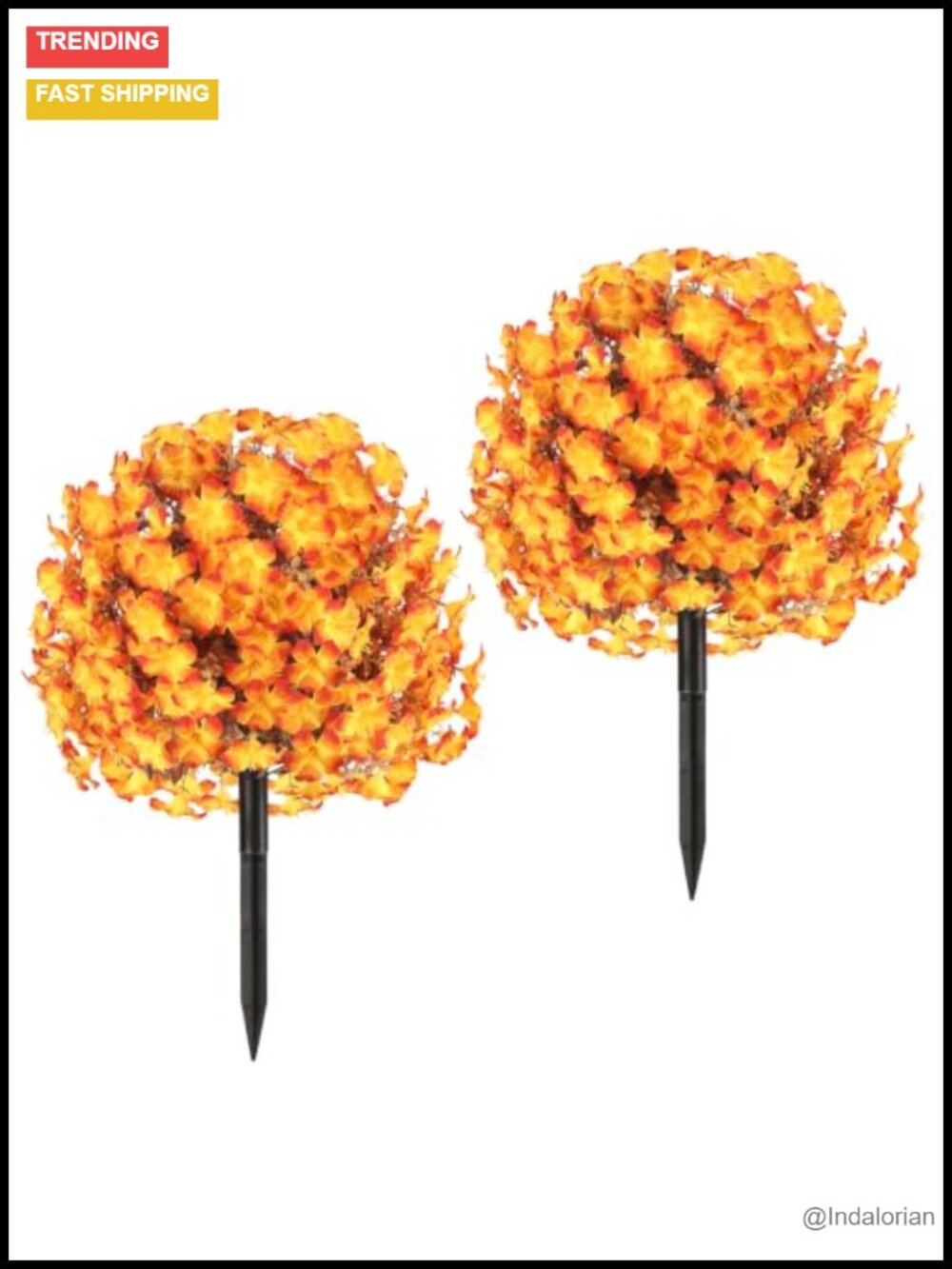 2 Pack Fall Artificial Petunia Topiary Balls Ground Stake Outdoor Decor